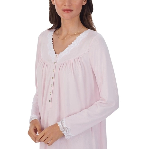 Eileen West Blue Sweater Knit Mid-Length Long Sleeve Ballet Nightgown - Size L - Picture 4 of 13